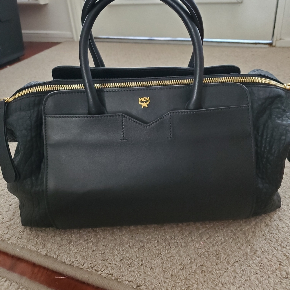 Brand new genuine MCM black jumbo leather handbag